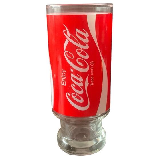 Vintage Coca-Cola Enjoy Coke Footed Pedestal Tumbler Glass Cup Nostalgia - Picture 6 of 14
